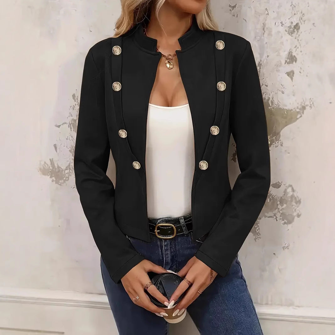 Damer Kort Blazerjacka med elegant knapplist och ståkrage Mirla-Eva Jonsson