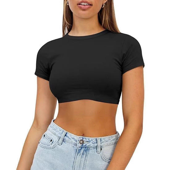 Damer Kort, Figurnära Crop-Top Av Elastiskt Material Mirla-Eva Jonsson