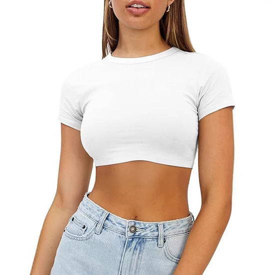Damer Kort, Figurnära Crop-Top Av Elastiskt Material Mirla-Eva Jonsson