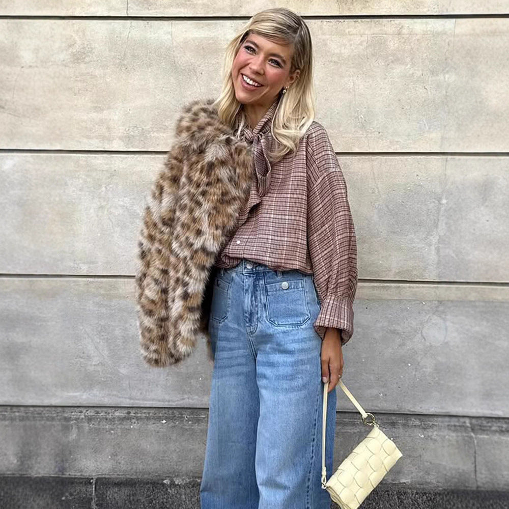 Damer Kort Pälsjacka med Leopardmönster Eva Jonsson-Eva Jonsson