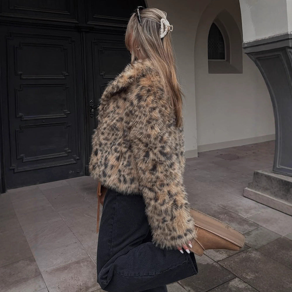 Damer Kort Pälsjacka med Leopardmönster Eva Jonsson-Eva Jonsson