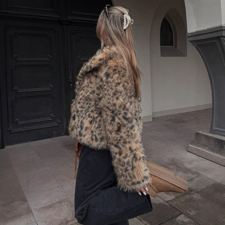 Damer Kort Pälsjacka med Leopardmönster Eva Jonsson-Eva Jonsson