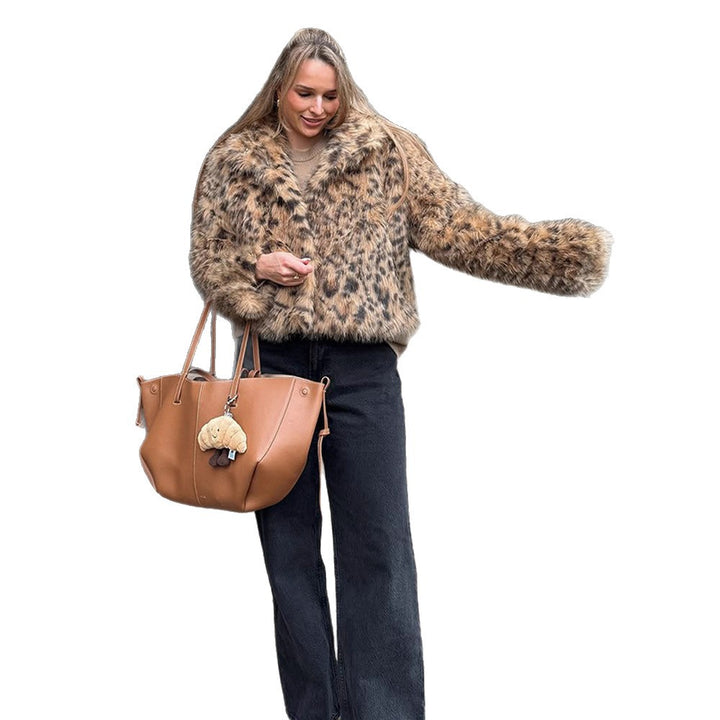 Damer Kort Pälsjacka med Leopardmönster Eva Jonsson-Eva Jonsson