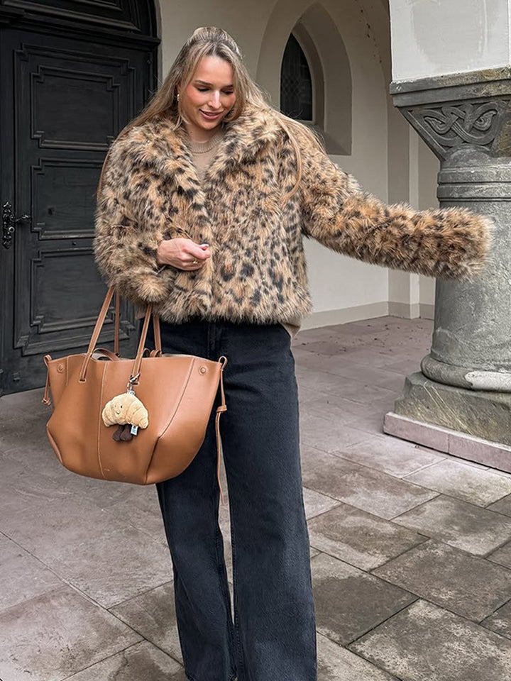 Damer Kort Pälsjacka med Leopardmönster Eva Jonsson-Eva Jonsson