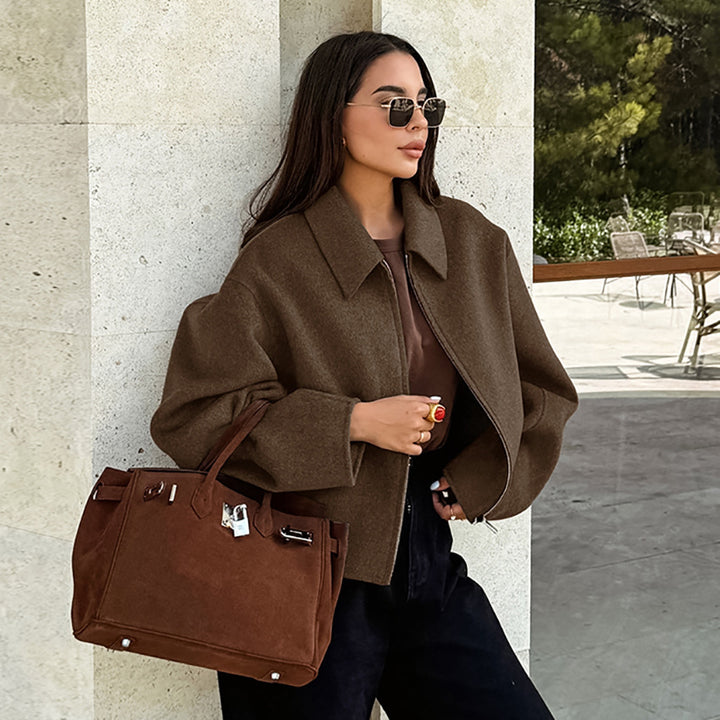 Damer Kort Ulljacka i modern Oversized-stil Mirla-Eva Jonsson