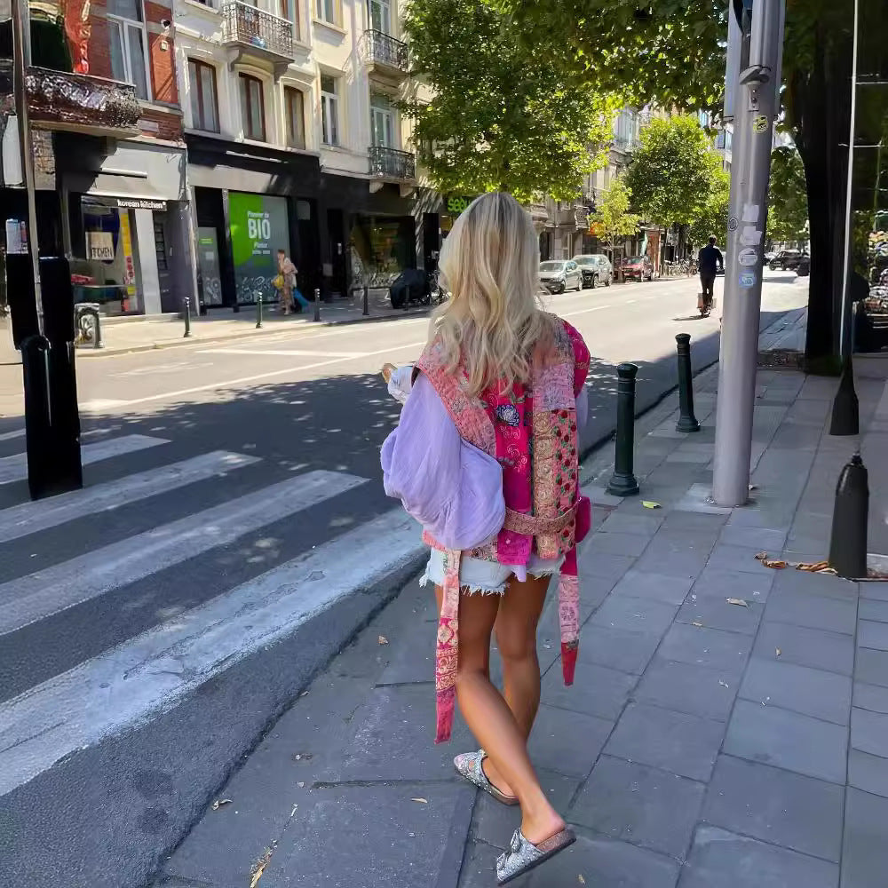 Damer Kort, broderad sommarjacka Mirla-Eva Jonsson