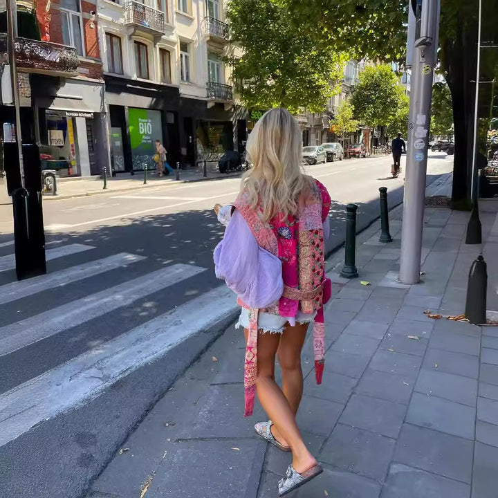 Damer Kort, broderad sommarjacka Mirla-Eva Jonsson