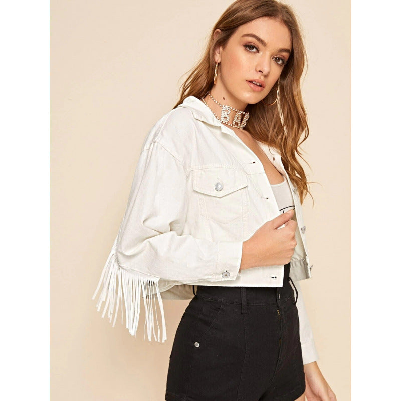 Damer Kort fransjacka med trendig design och avslappnad skärning Mirla-Eva Jonsson