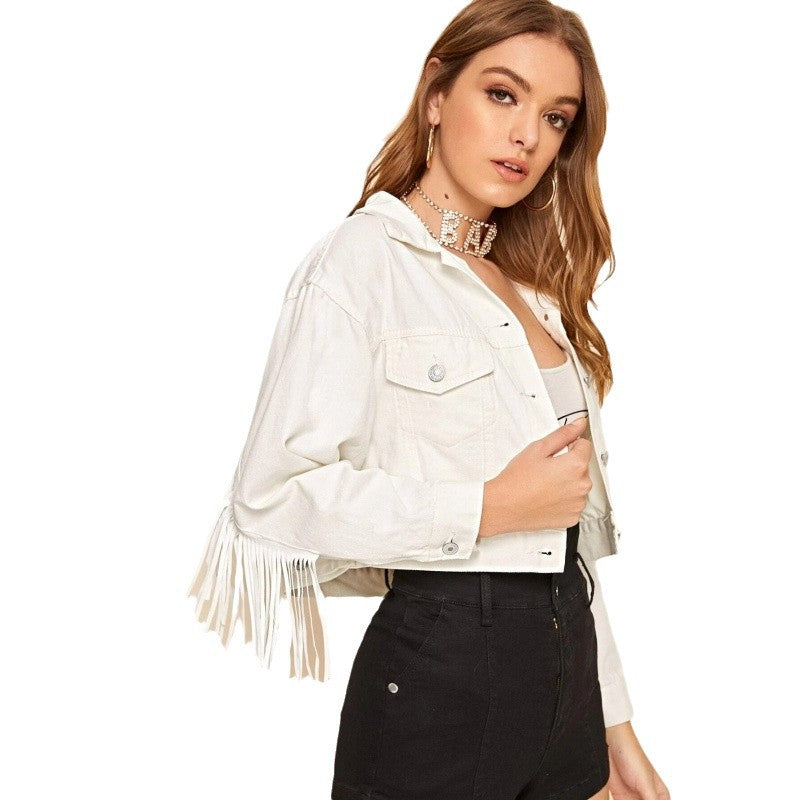 Damer Kort fransjacka med trendig design och avslappnad skärning Mirla-Eva Jonsson