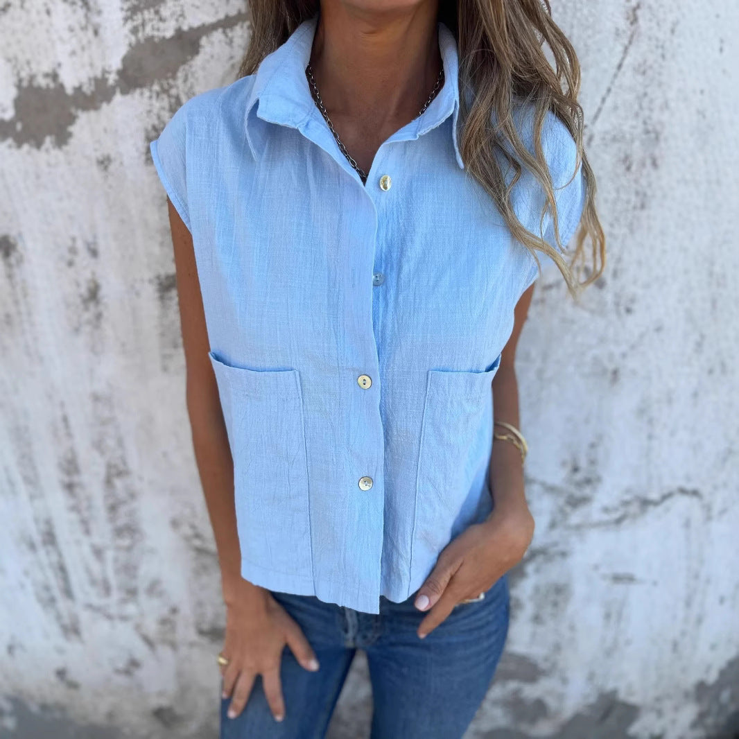 Damer Kortärmad Blus med praktiska fickor Mirla-Eva Jonsson