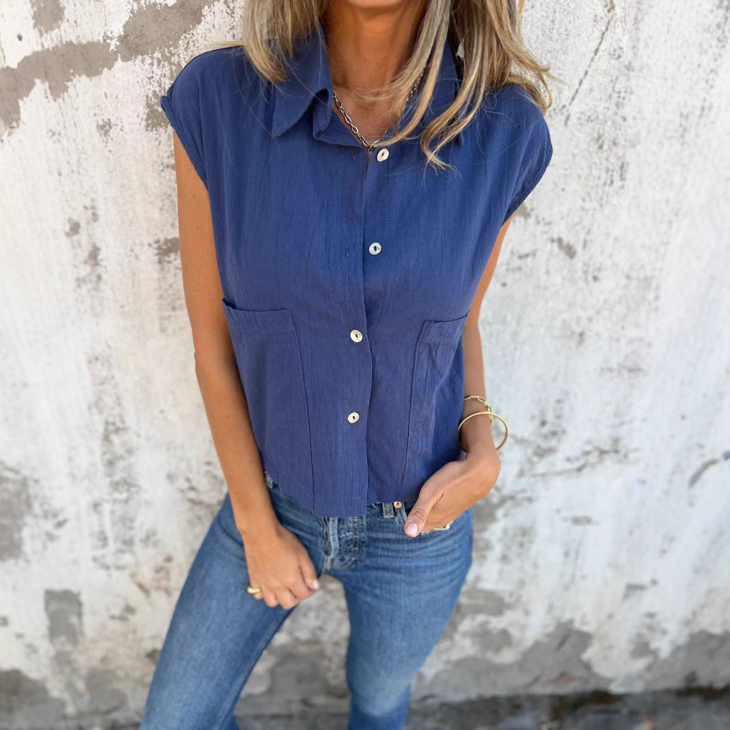 Damer Kortärmad Blus med praktiska fickor Mirla-Eva Jonsson