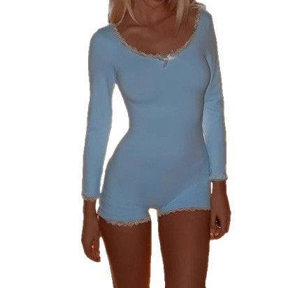 Damer Kortärmad Bodysuit med Spetsdetaljer och Rundhalsning Mirla-Eva Jonsson