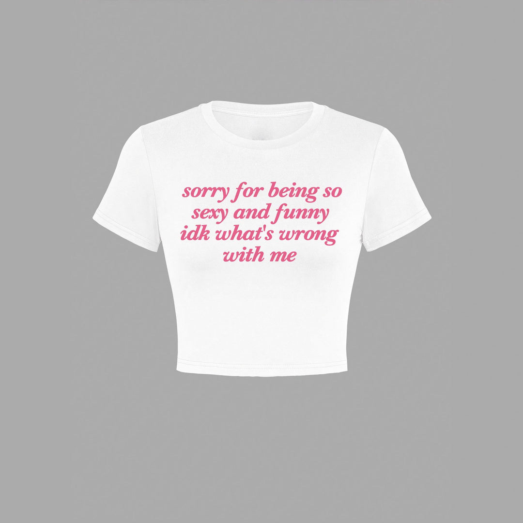 Damer Kortärmad Crop-T-shirt med rolig text Mirla-Eva Jonsson