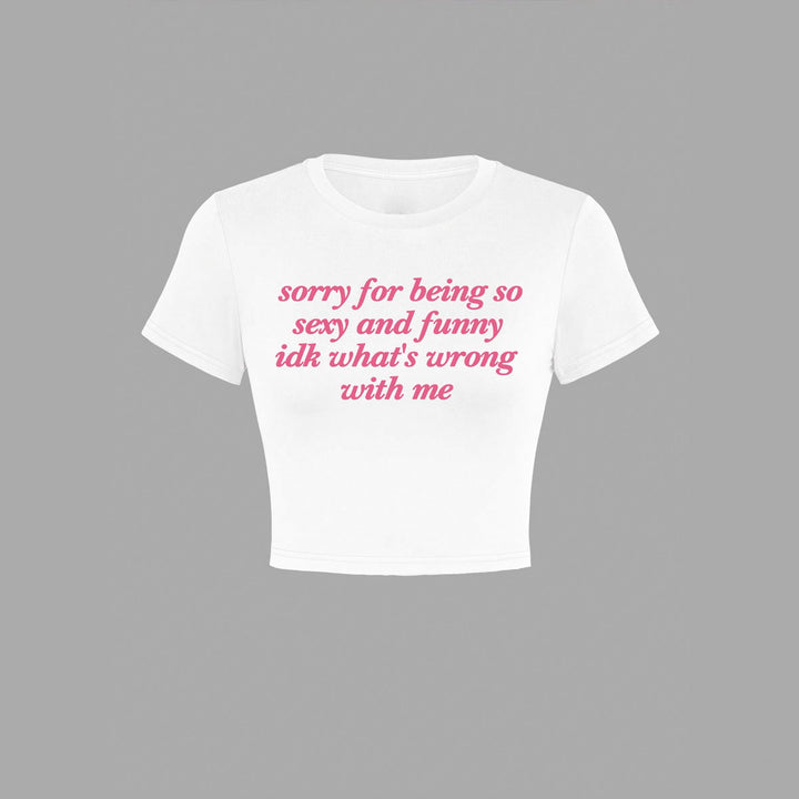 Damer Kortärmad Crop-T-shirt med rolig text Mirla-Eva Jonsson