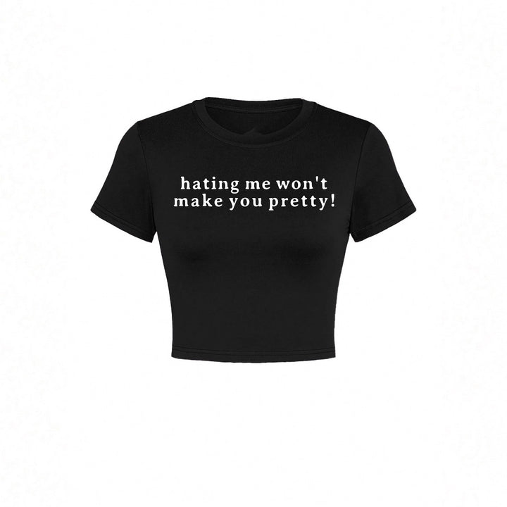 Damer Kortärmad Crop-T-shirt med rolig text Mirla-Eva Jonsson