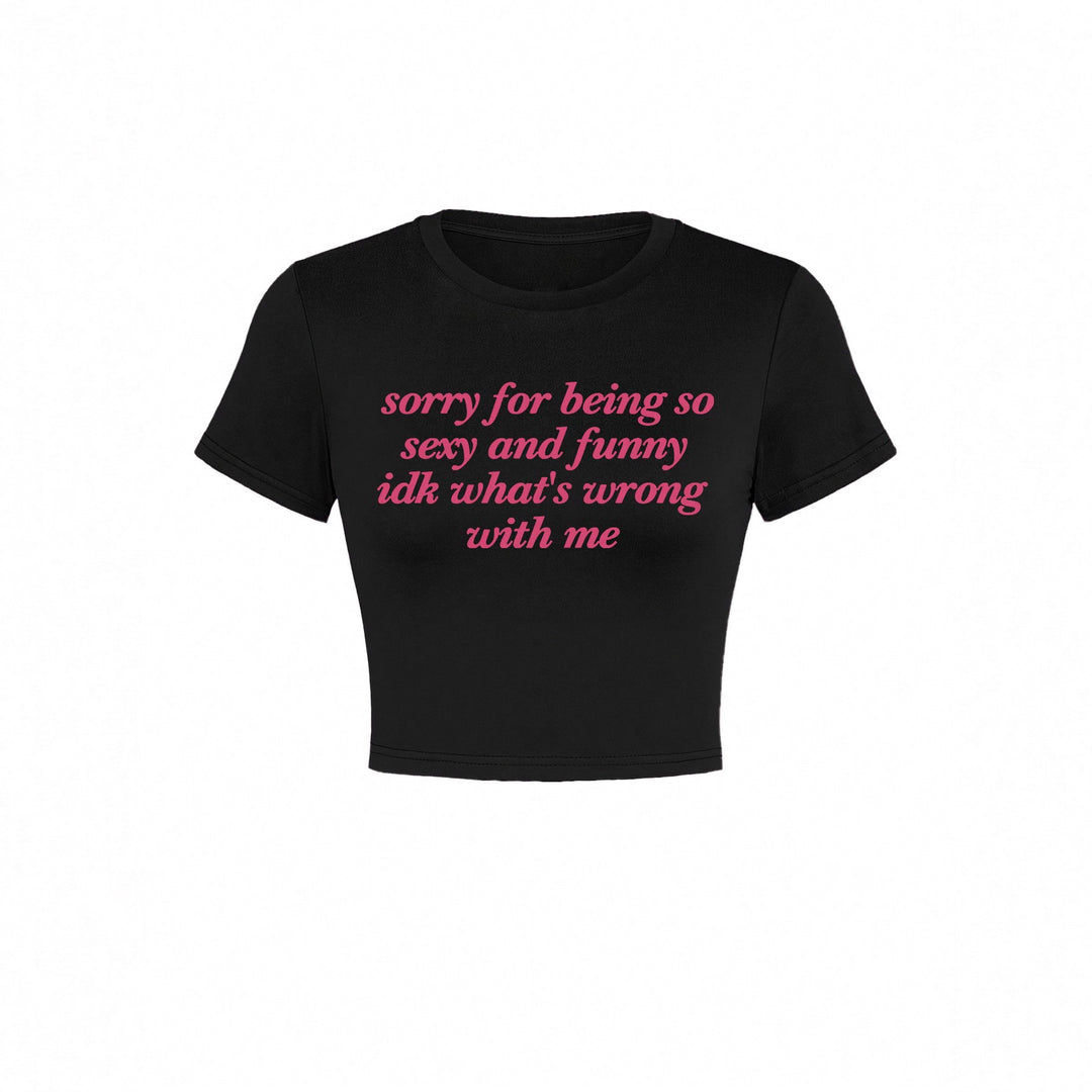 Damer Kortärmad Crop-T-shirt med rolig text Mirla-Eva Jonsson