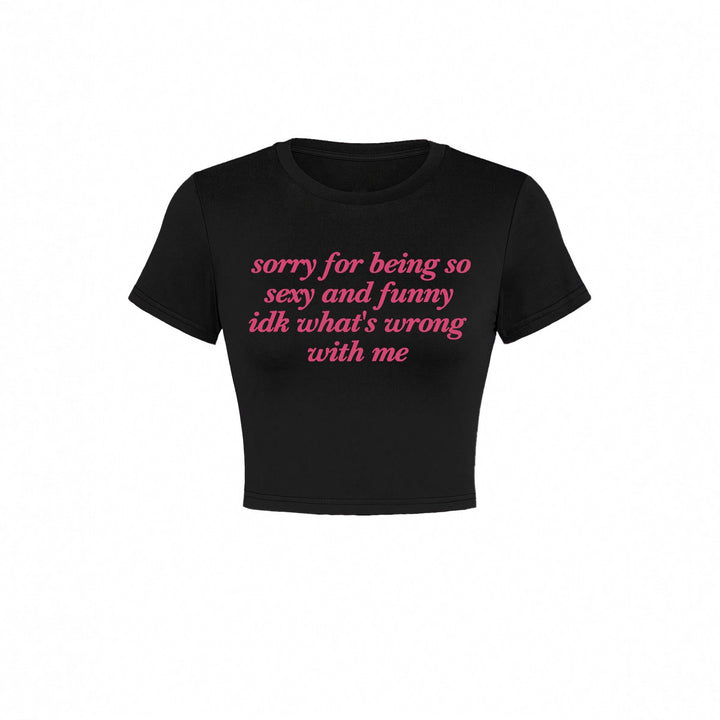 Damer Kortärmad Crop-T-shirt med rolig text Mirla-Eva Jonsson