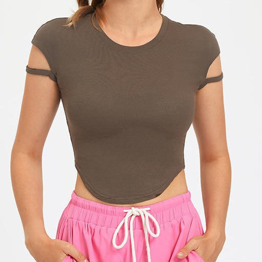 Damer Kortärmad Crop-Top med innovativ design och elastiska band Mirla-Eva Jonsson