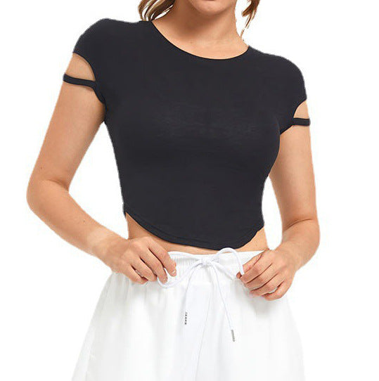Damer Kortärmad Crop-Top med innovativ design och elastiska band Mirla-Eva Jonsson