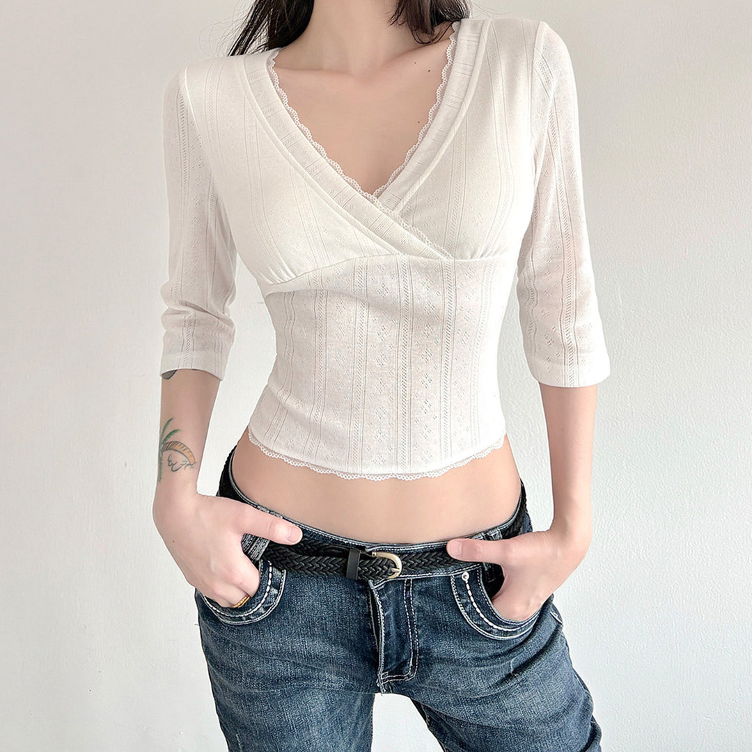 Damer Kortsleeve V-ringad topp Mirla-Eva Jonsson