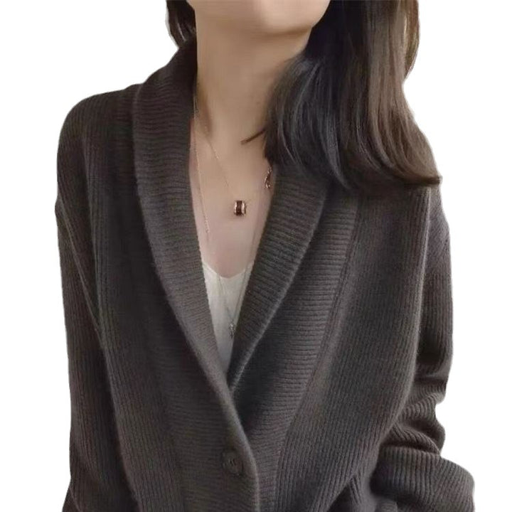 Damer Kozy Stickad Cardigan med Breda Slag och Fickor-Eva Jonsson