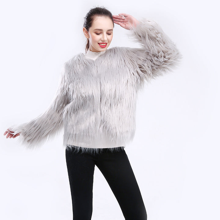 Damer Kramvänlig Konstpäls-Kappa med öppen skärning och långa ärmar Mirla-Eva Jonsson