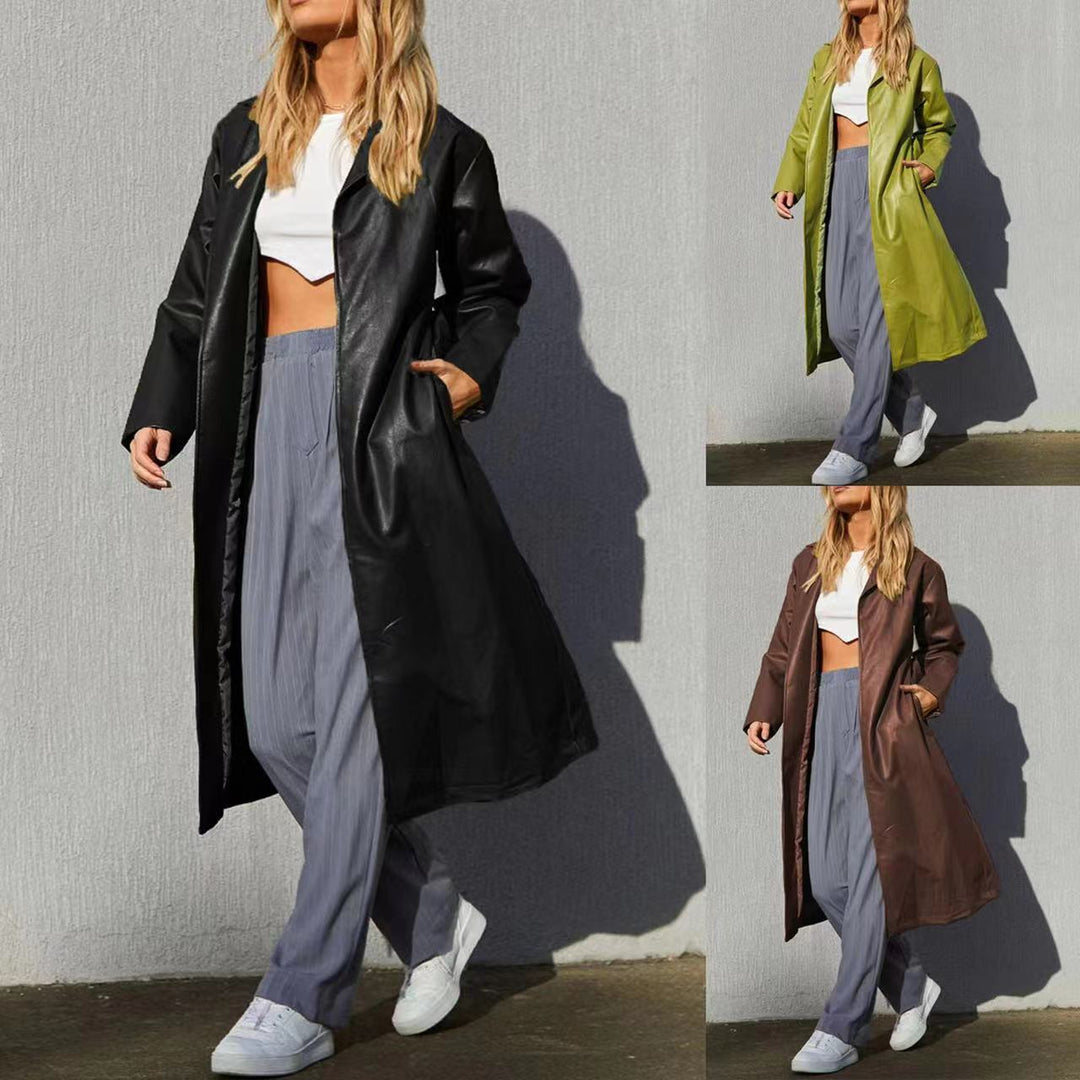 Damer Lång Elegant Konstläder-Kappa Mirla-Eva Jonsson