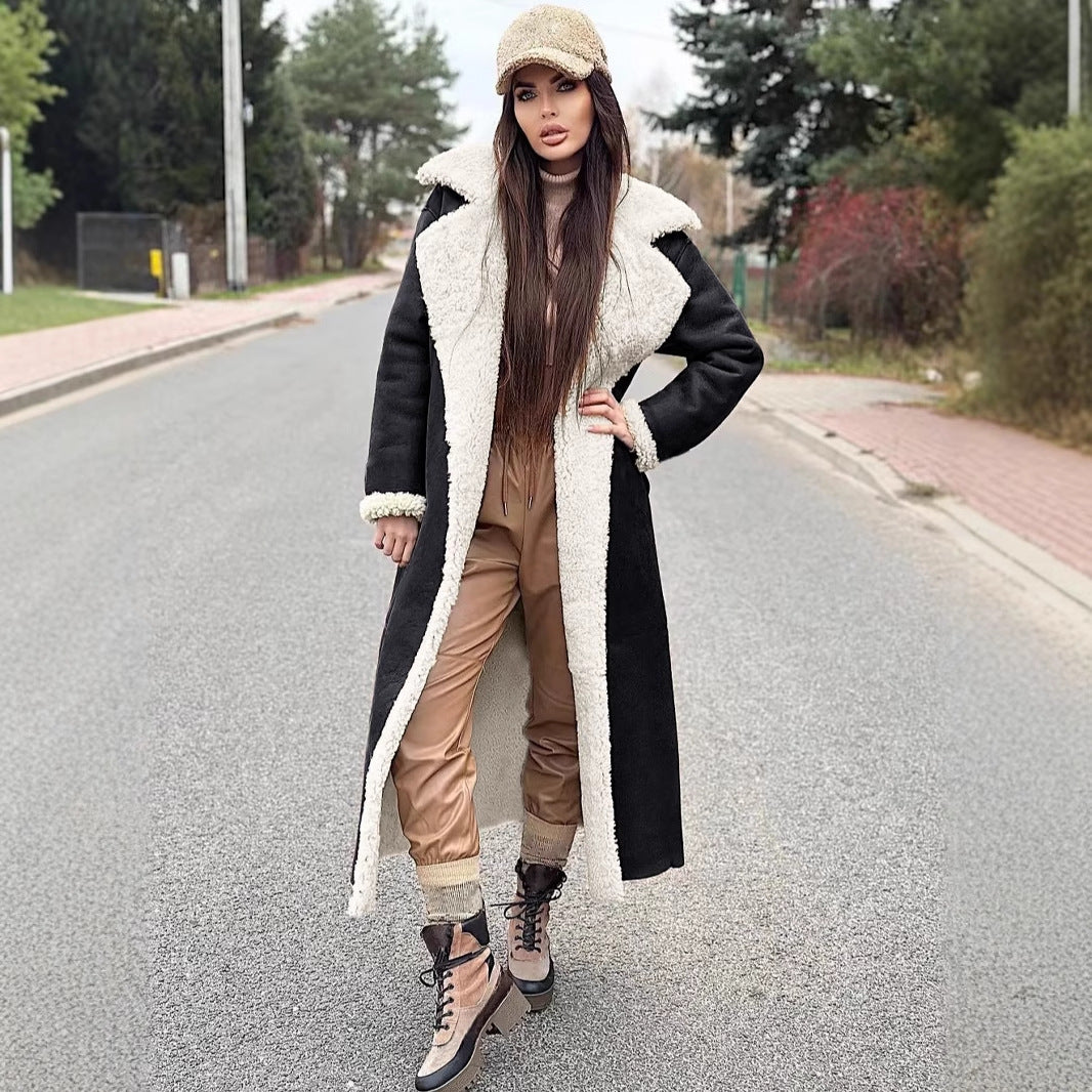 Damer Lång Fleece-Kappa med Slå-krage Mirla-Eva Jonsson