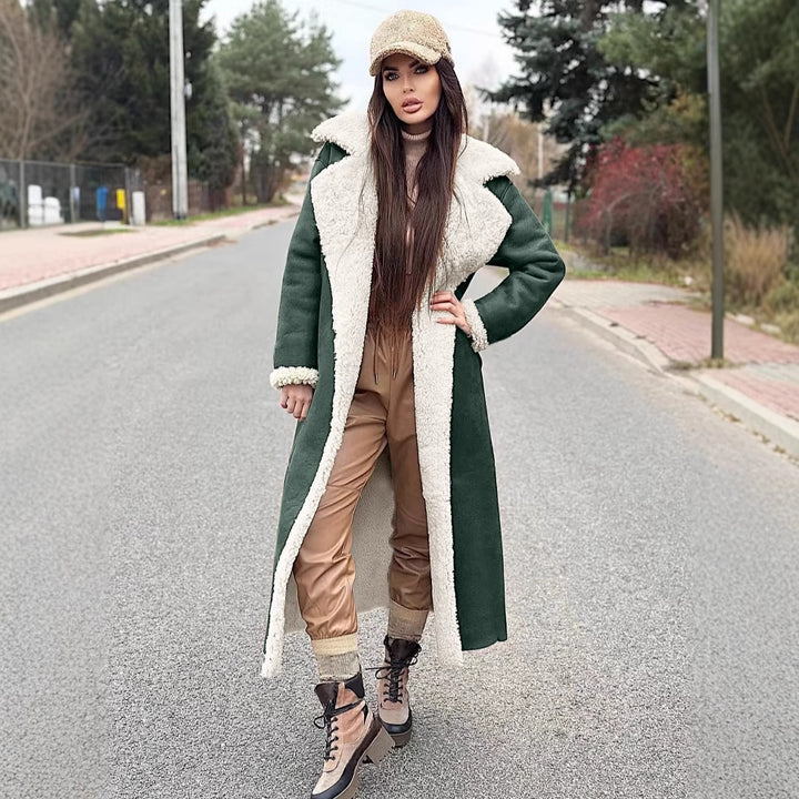 Damer Lång Fleece-Kappa med Slå-krage Mirla-Eva Jonsson