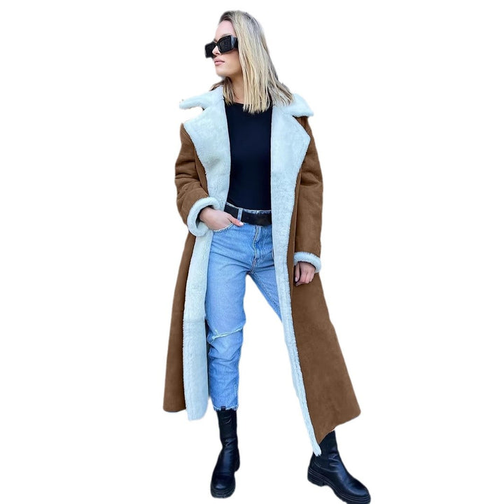 Damer Lång Fleece-Kappa med Slå-krage Mirla-Eva Jonsson