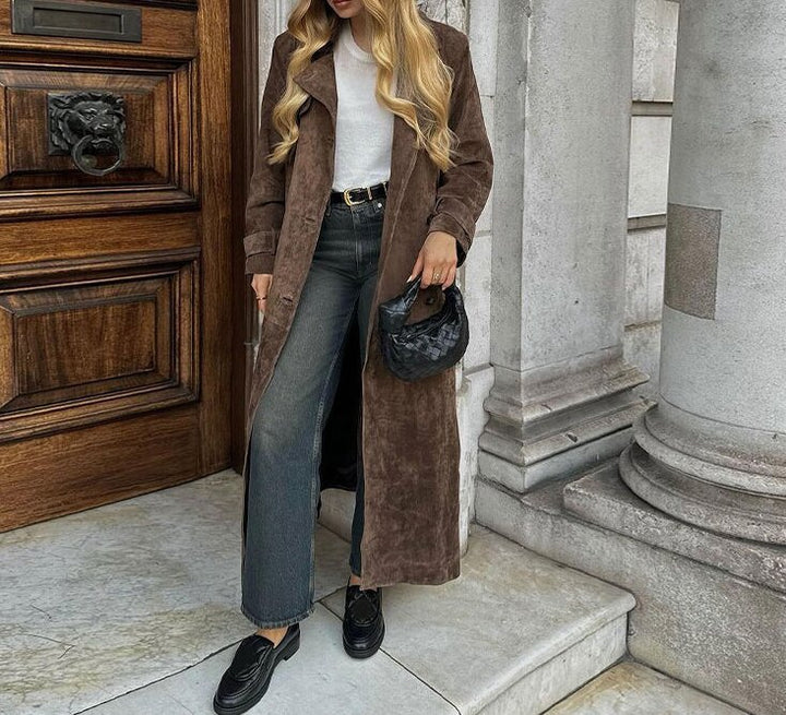 Damer Lång Mockaimantel med elegant silhuett Mirla-Eva Jonsson