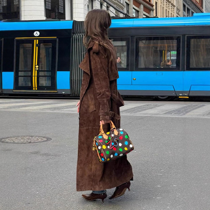 Damer Lång Mockakappa med markanta slag Mirla-Eva Jonsson