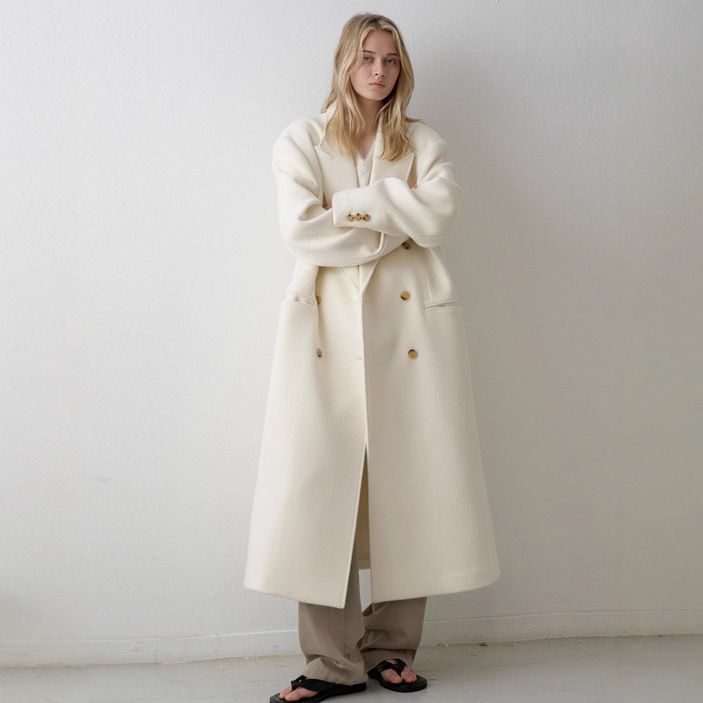 Damer Lång Oversized Kappa med Dubbel Knapplist Mirla-Eva Jonsson