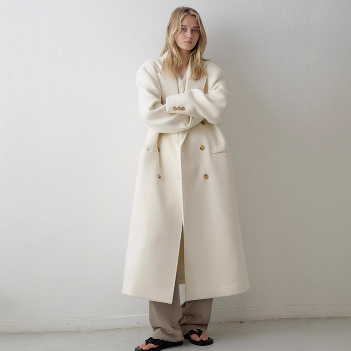 Damer Lång Oversized Kappa med Dubbel Knapplist Mirla-Eva Jonsson
