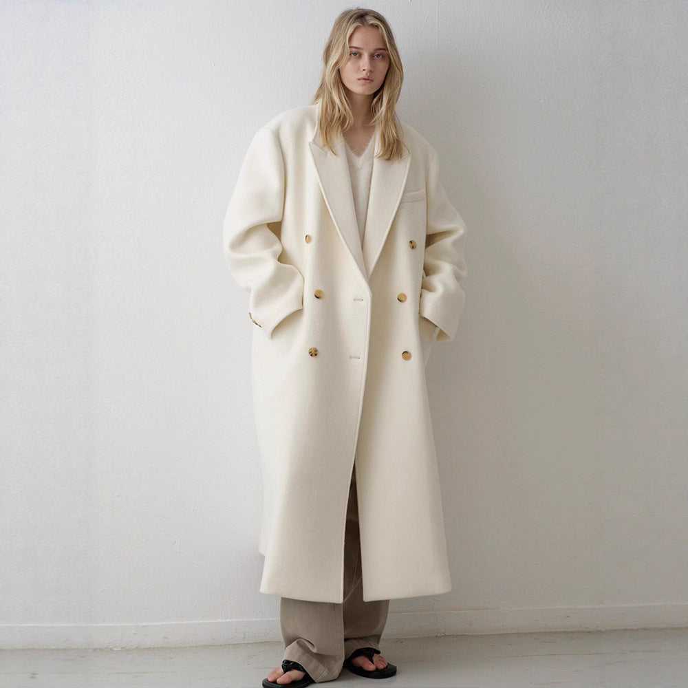 Damer Lång Oversized Kappa med Dubbel Knapplist Mirla-Eva Jonsson