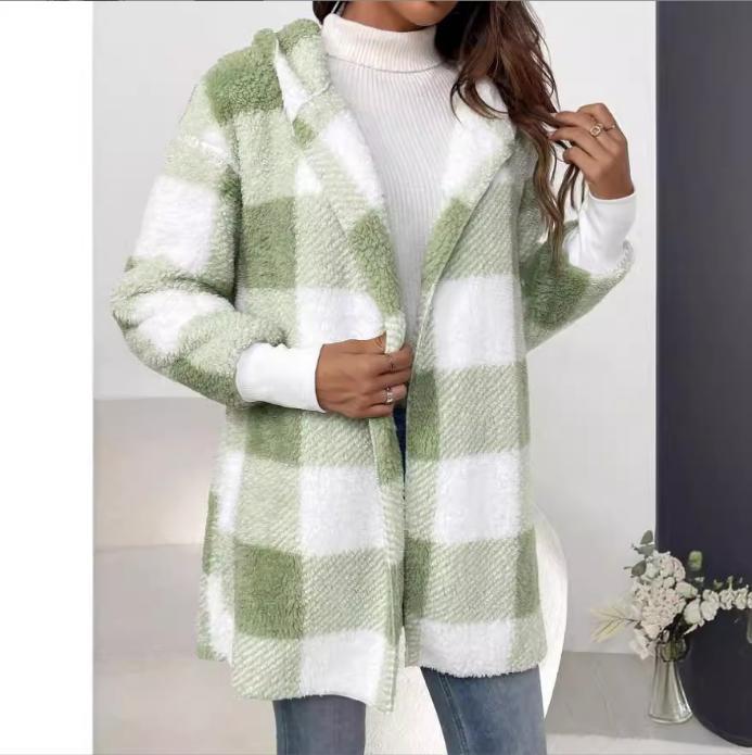 Damer Lång Rutig Kappa I Mjukt Material Mirla-Eva Jonsson