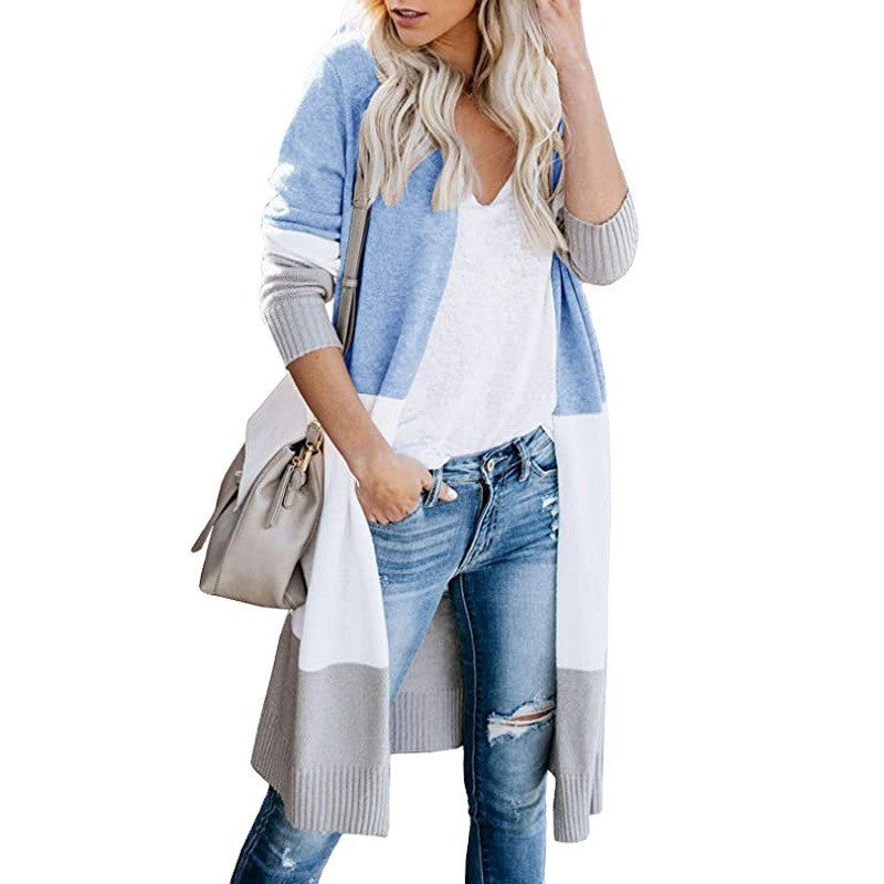 Damer Lång Stickad Cardigan med Grafiskt Mönster Eva Jonsson-Eva Jonsson