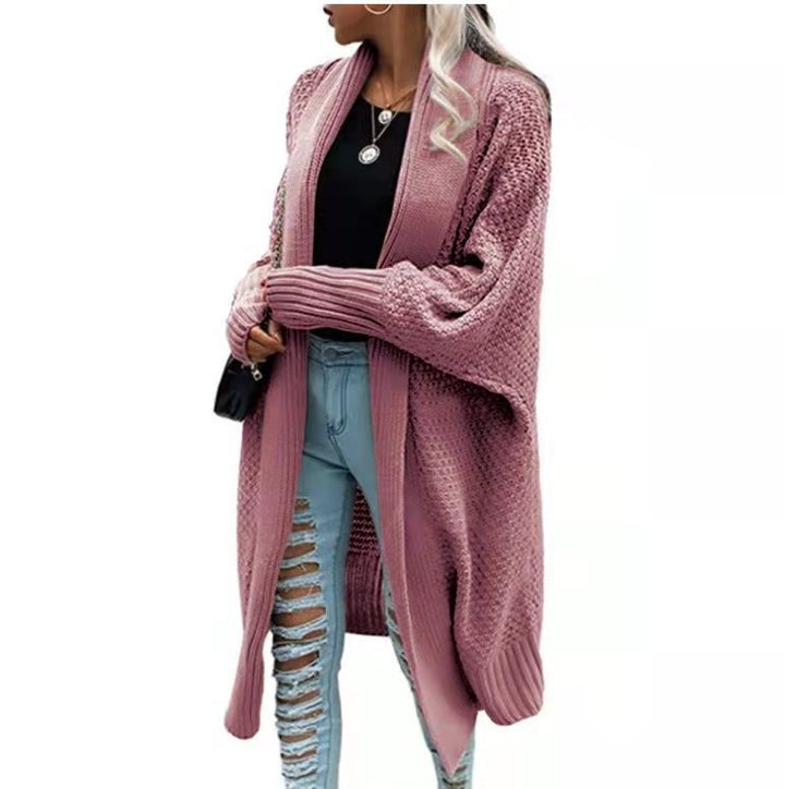 Damer Lång Stickad Cardigan med Strukturerad Väv Mirla-Eva Jonsson