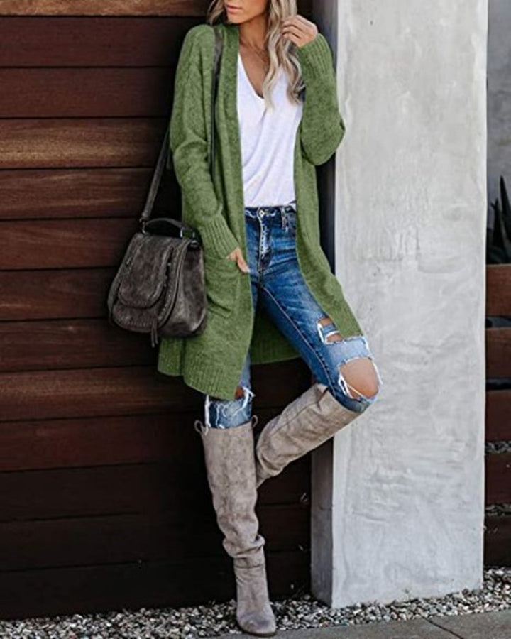 Damer Lång Stickad Kapp med avslappnade fickor och modernt design Eva Jonsson-Eva Jonsson