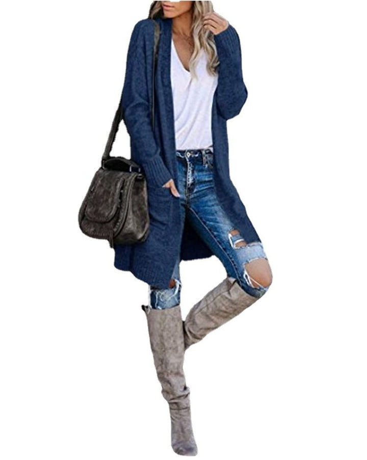 Damer Lång Stickad Kapp med avslappnade fickor och modernt design Eva Jonsson-Eva Jonsson