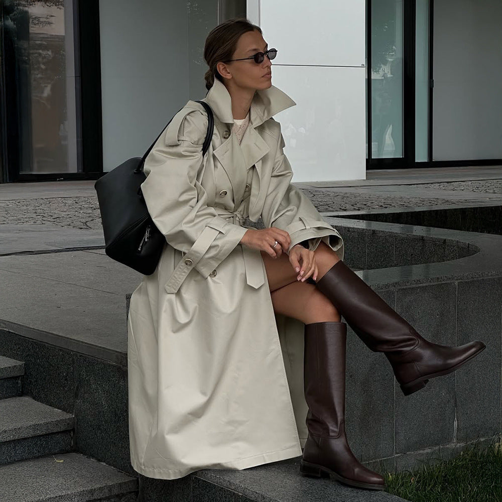 Damer Lång Trenchcoat med bälte och sidofickor Mirla-Eva Jonsson