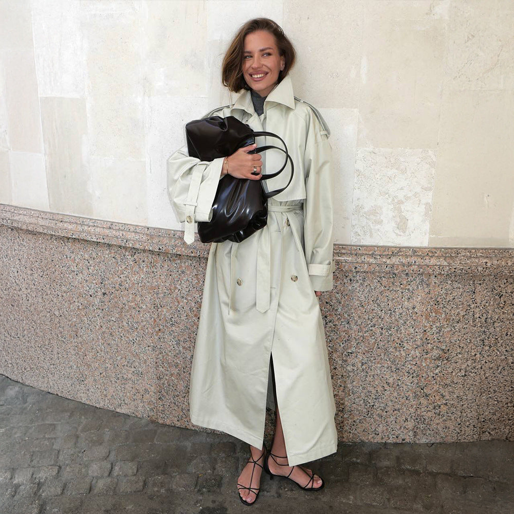 Damer Lång Trenchcoat med bälte och sidofickor Mirla-Eva Jonsson