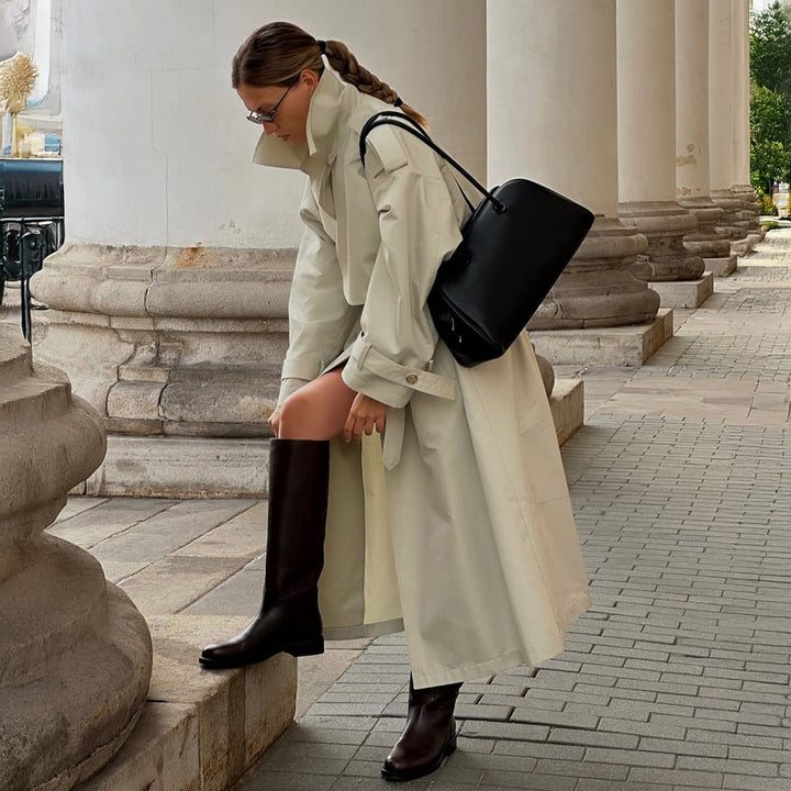 Damer Lång Trenchcoat med bälte och sidofickor Mirla-Eva Jonsson