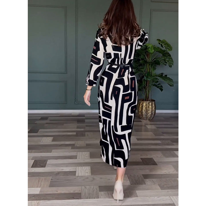 Damer Lång Tunik med modernt geometriskt mönster Eva Jonsson-Eva Jonsson