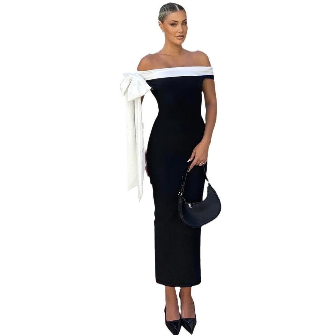 Damer Långärmad Aftonklänning med off-shoulder design och raffinerade sladdetällningar Mirla-Eva Jonsson