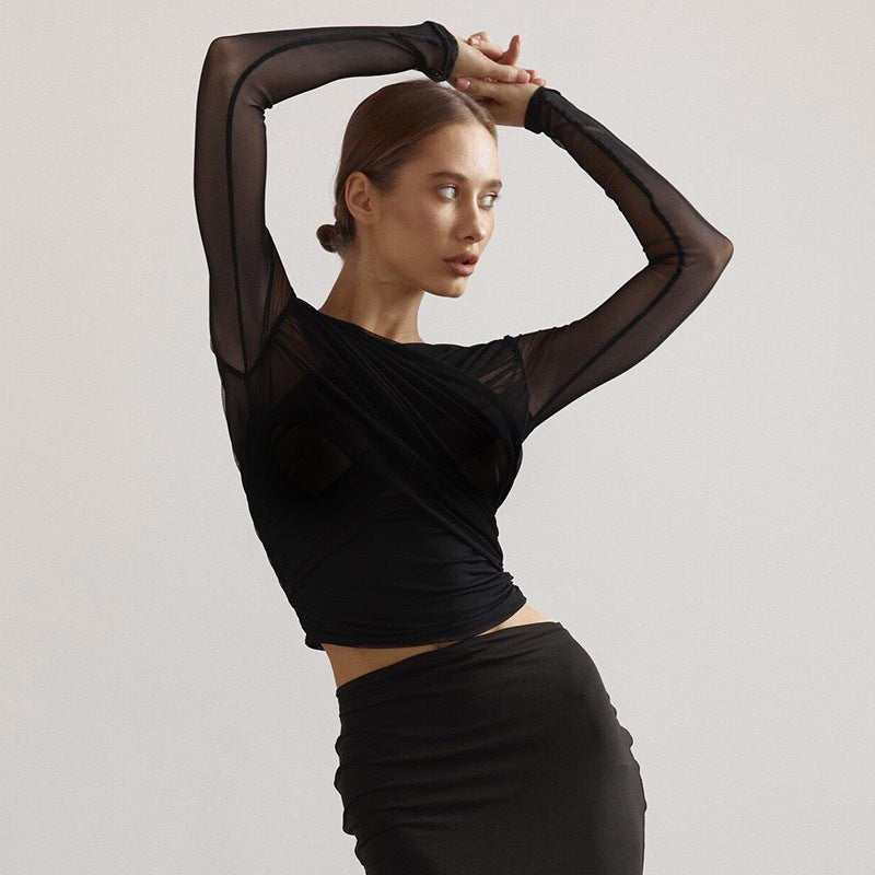 Damer Långärmad-Crop-Top Mirla-Eva Jonsson