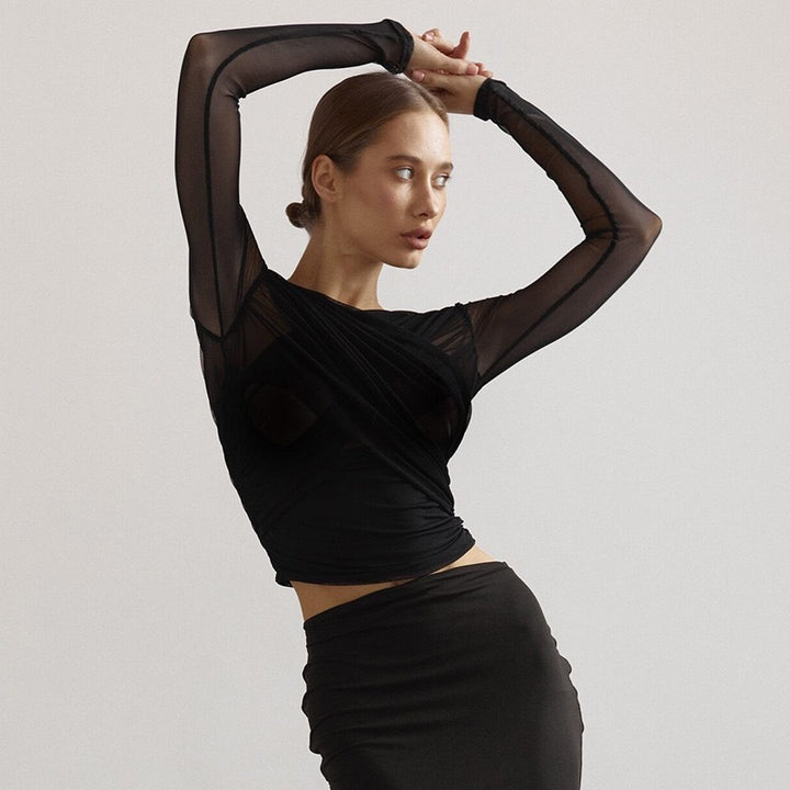 Damer Långärmad-Crop-Top Mirla-Eva Jonsson