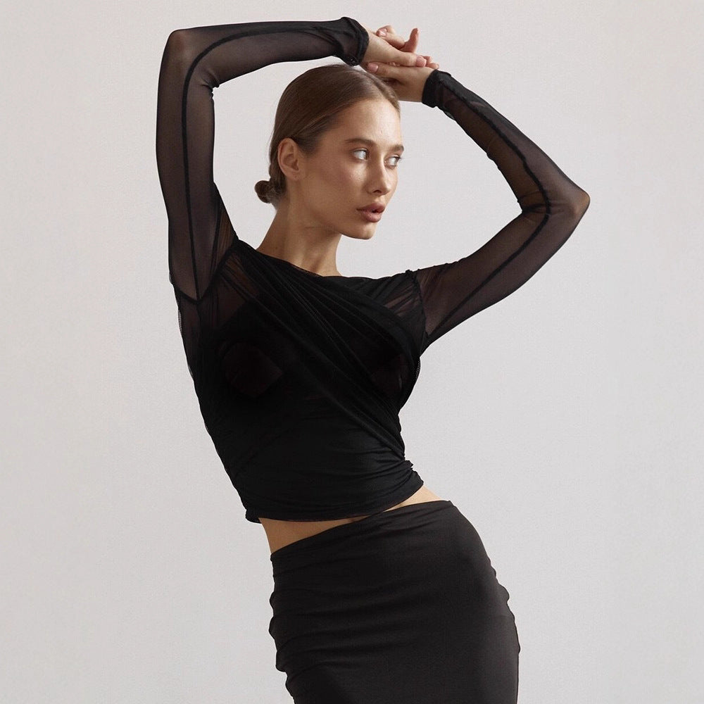 Damer Långärmad-Crop-Top Mirla-Eva Jonsson