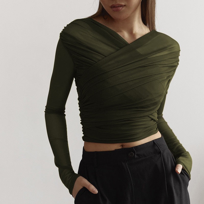 Damer Långärmad-Crop-Top Mirla-Eva Jonsson