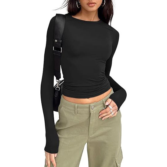 Damer Långärmad Crop-Top med Rynkor Mirla-Eva Jonsson